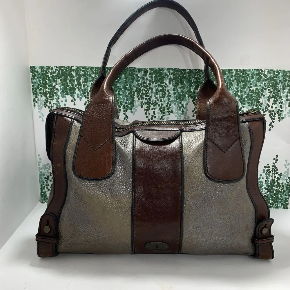 Fossil Reissue Weekender Distressed Leather Pebble Satchel Purse Womens
